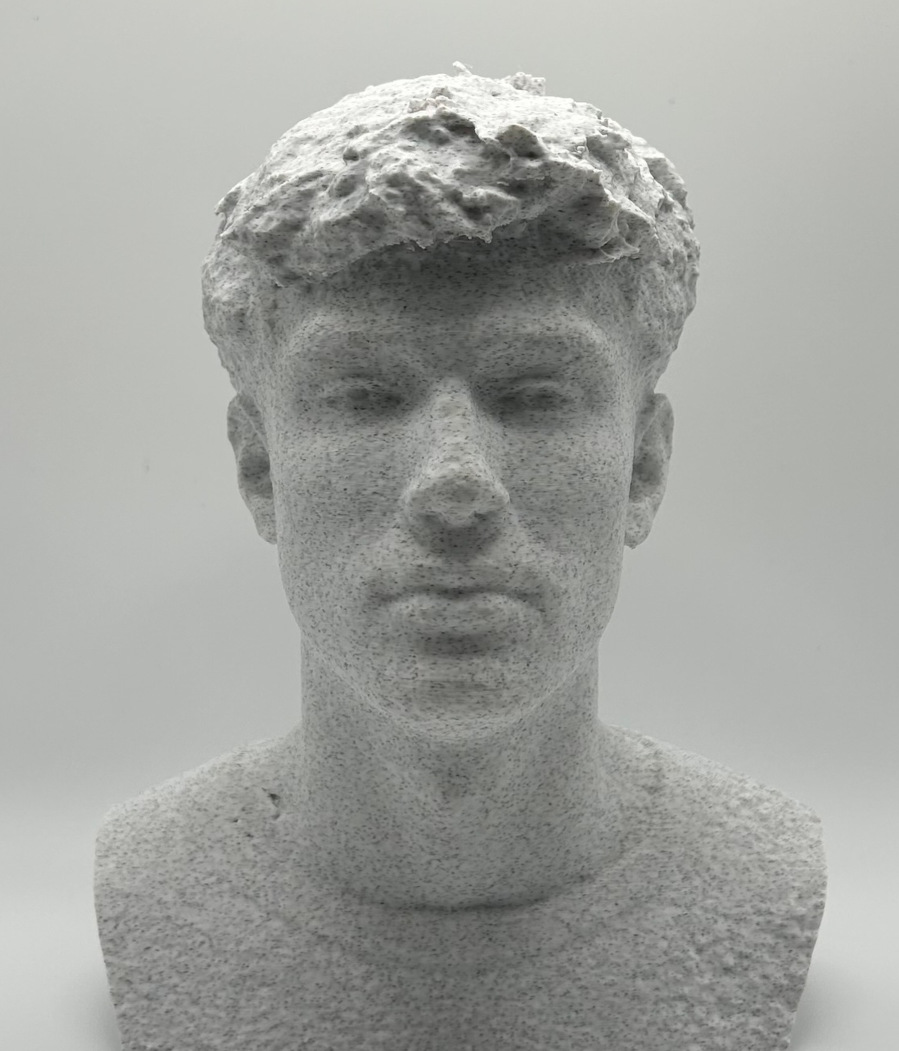 a 3d printed bust of that person